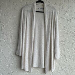 InCashmere Sweater Cardigan Women Medium Beige Open Front Neutral Minimalist